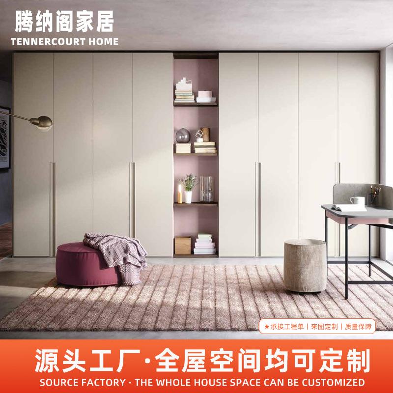 全屋一站式设计衣帽间奶油轻法式衣柜玻璃门整体梳妆台组合储物柜