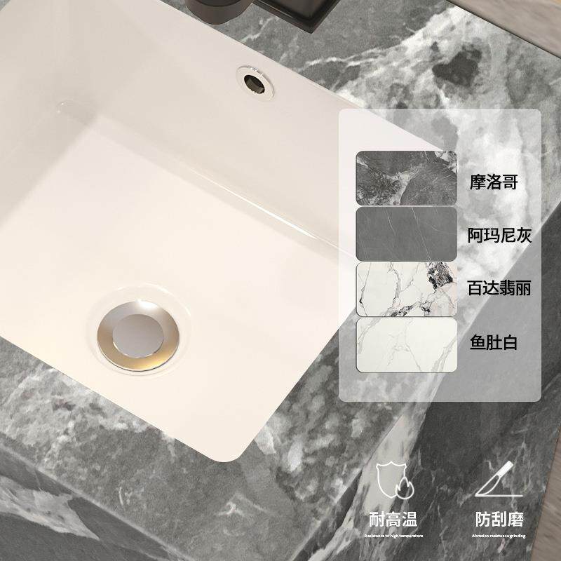 复古脸无缝岩板立柱一体台阳台落地式无缝卫生落地洗手立柱盆创意