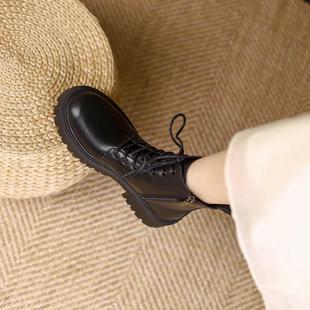 真皮马丁靴女款英伦风女短靴女棕色靴子夏天夏季2025新款厚底女靴