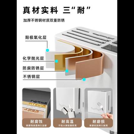 304不锈钢厨房刀架置物架2024新款壁挂式筷子筒菜刀具一体收纳架
