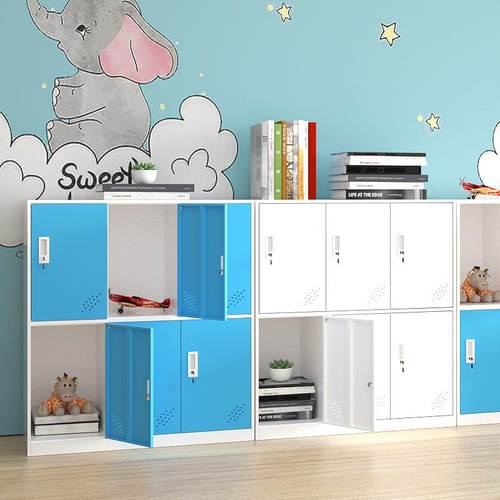 彩色更小衣柜铁皮008员收储物柜学生书包柜多门带工锁纳矮柜子