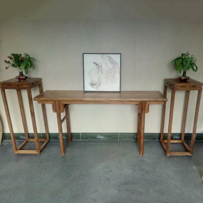 新中式玄关桌玄关柜实木置物台条案条几墙边桌供桌老榆木家具玄关