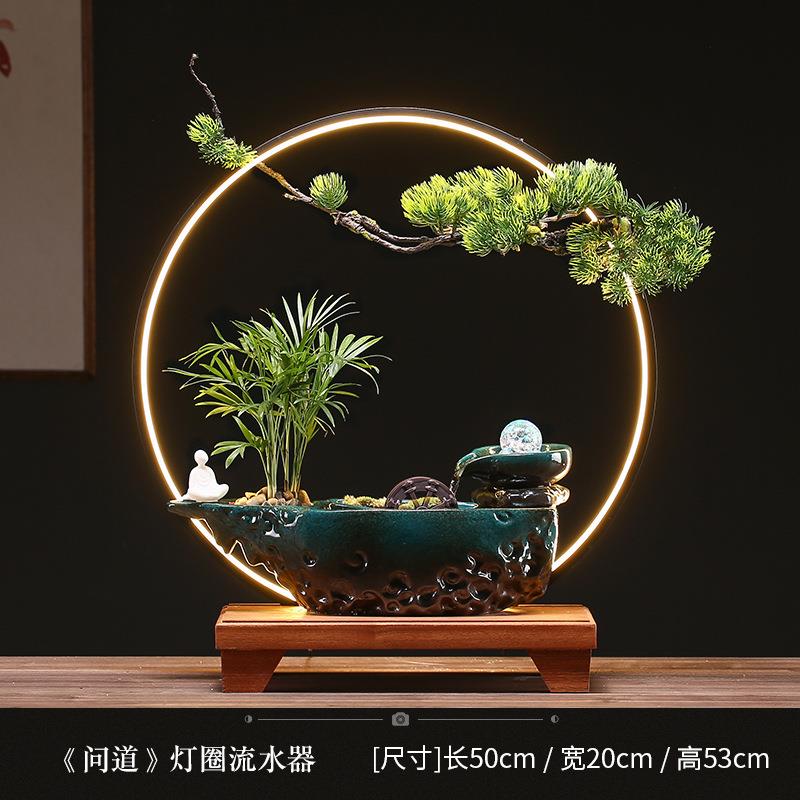 中式禅意流水客厅摆件招财喷泉盆景观倒流香家居办公室桌面工艺品