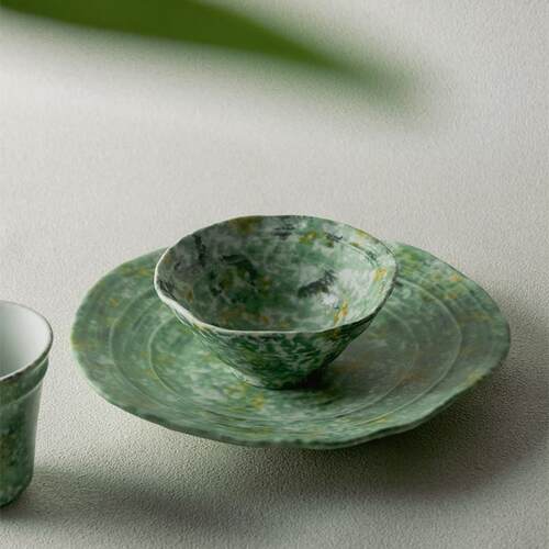 莳绘金缮 莫奈系列 粗陶碗碟套装家用饭碗盘子手工景德镇陶瓷餐具
