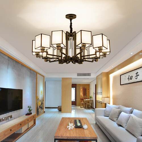 风新中式客厅吊灯气家用简约中国餐厅卧室书大厅D1101创房意灯饰3