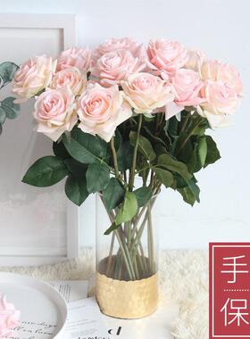 手感保湿玫瑰花彷真花假花客厅摆设室内装饰花干燥花花束花艺摆件