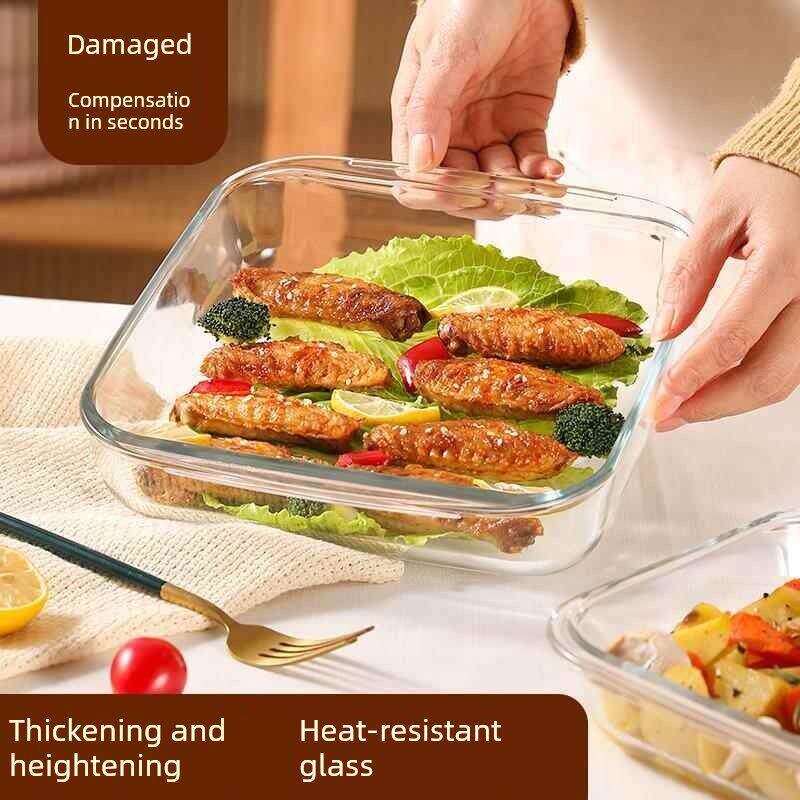 耐热玻璃烤盘烤箱微波炉专用器具家用高温大通用方蒸鱼盘