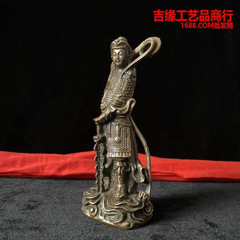 仿古关公韦陀铜像摆件家居装饰品工艺品摆伟陀站像