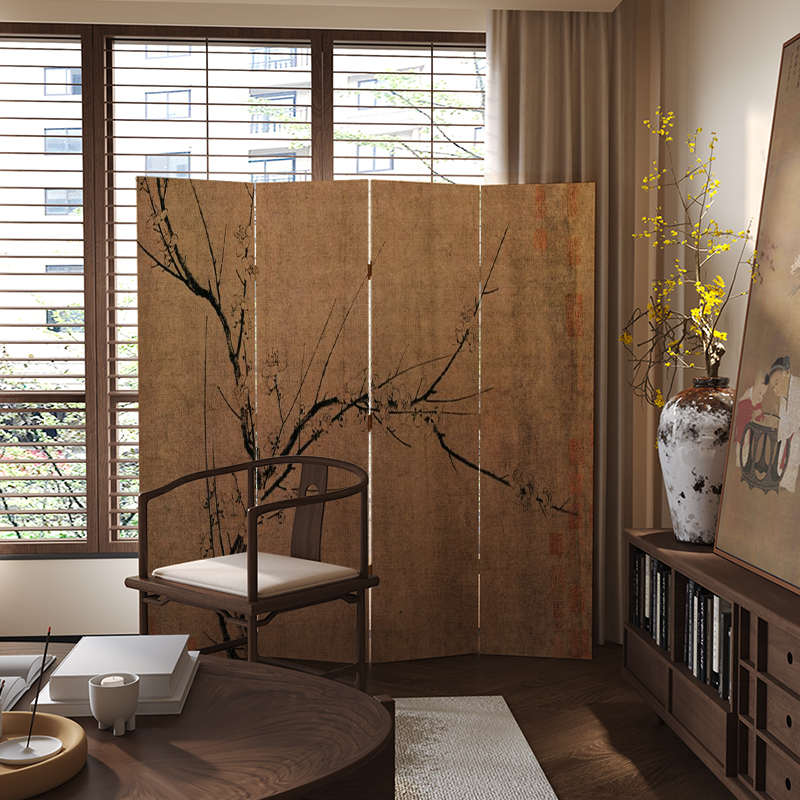 客厅古典侘折折叠酒店隔断梅花移动卧室办公室中式遮挡寂屏新屏风