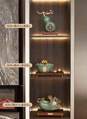 高档陶瓷聚宝盆摆招财聚财件中式家新礼居客厅办公室高档装饰品开