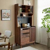 北美黑胡桃木餐柜靠墙一体收纳柜客厅实木置物柜家用整体橱柜收纳