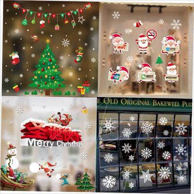 Christmas window glass stickers Scene layout static stickers