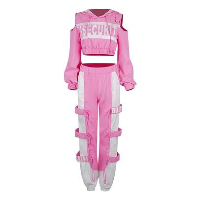 正品韩舞团哈演出服套装粉色舞打歌服性感嘻女街舞服装爵士蹈服女