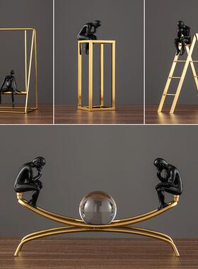 现代创意轻人物雕塑件家居客饰品体操运动员沉摆思者奢厅装t16282