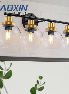 热销美式挂复古工业风浴室镜前2灯室内圆形E玻6透明GXHC87璃墙壁