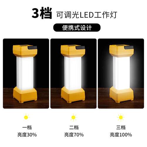 户外手提探照灯USB充电野营灯防水应急灯底部磁铁照明维修灯