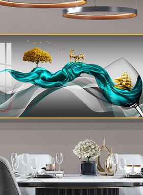 鱼图九餐厅饭饰画轻奢现XTC-CT03代简约厅酒装杯壁画餐桌背景墙挂