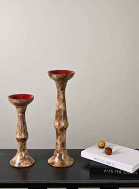 新中式中古侘寂风油画烛台蜡烛安静手绘几何的抽象摆件书房卧室