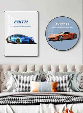 卡汽车挂卧JC321室装通饰画现简代约男孩卧室床头画电竞房儿童房