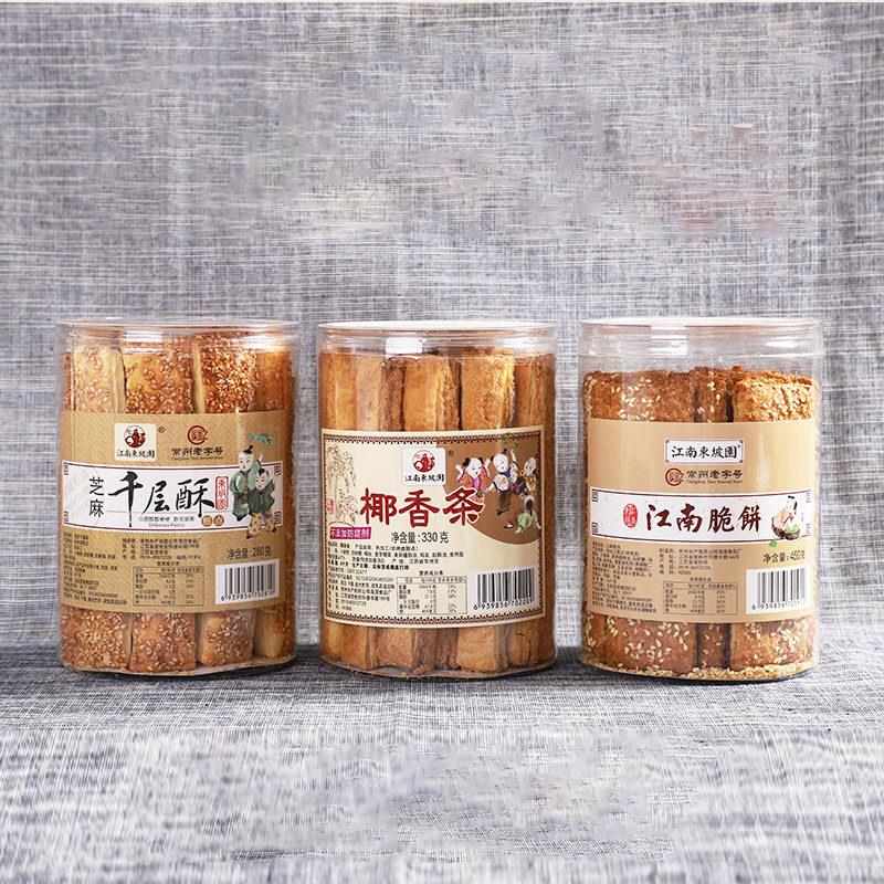 常州江南东坡园江南脆饼宫廷桃酥椰香条传统茶点老味道拍2罐包邮