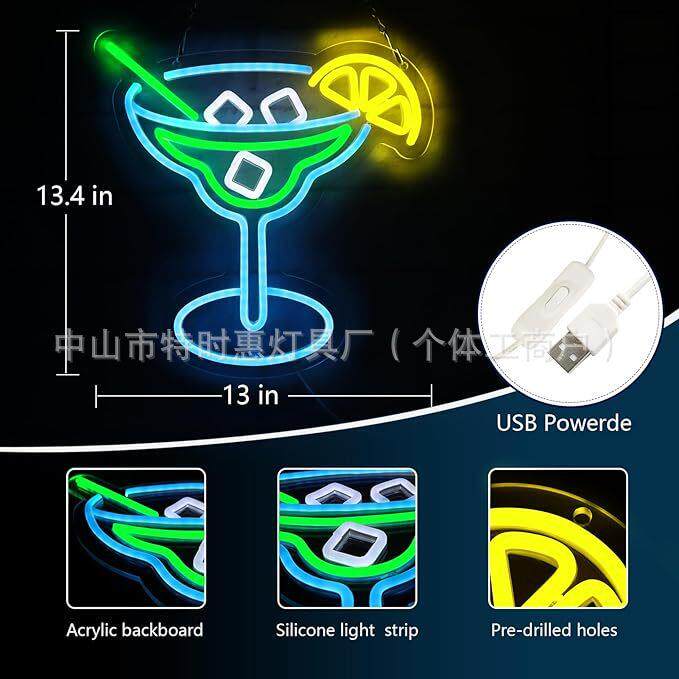 酒吧精酿啤酒霓虹灯室外吧台装饰灯干杯酒杯鸡尾酒灯造型灯发光字
