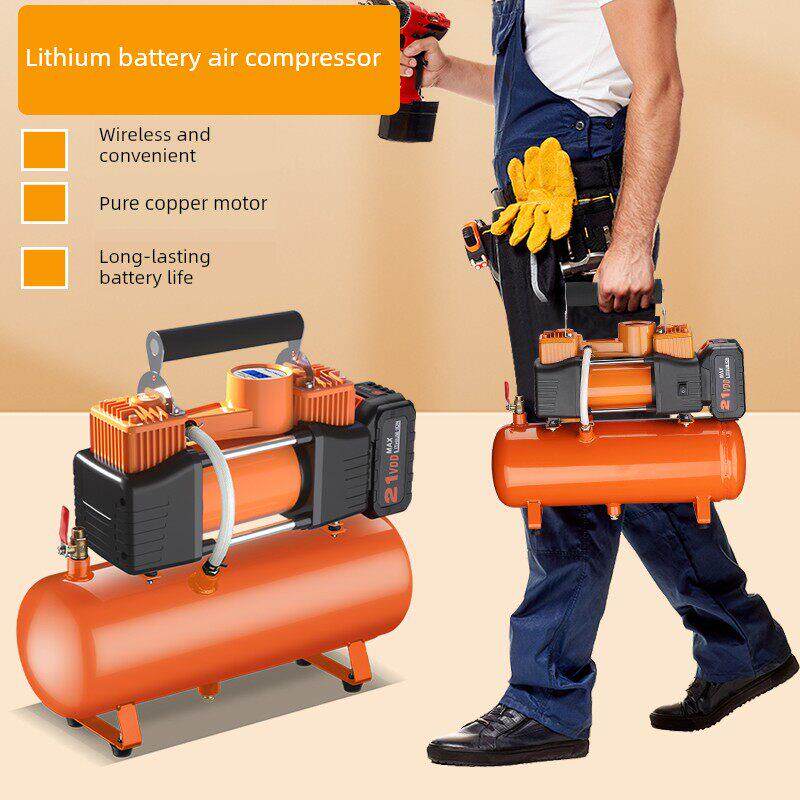 21V锂电池空气压缩机小型便携式户外空气压缩机大功率无线气泵