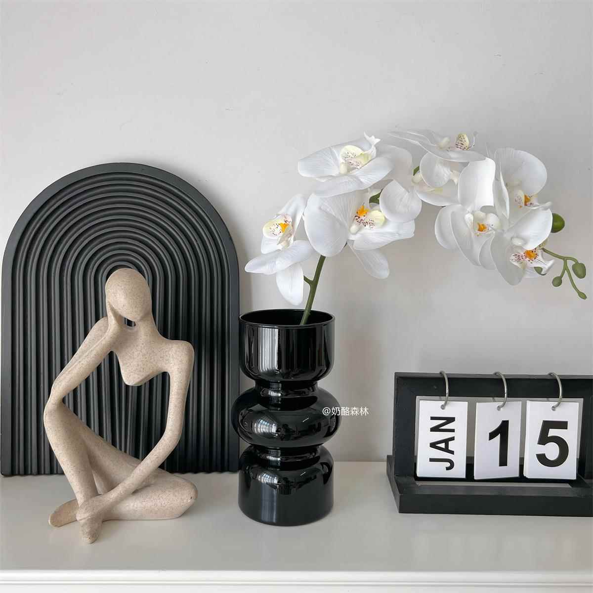 ins风蝴蝶兰玻璃花瓶高级感装饰小摆件客厅餐厅桌面小众水培插花