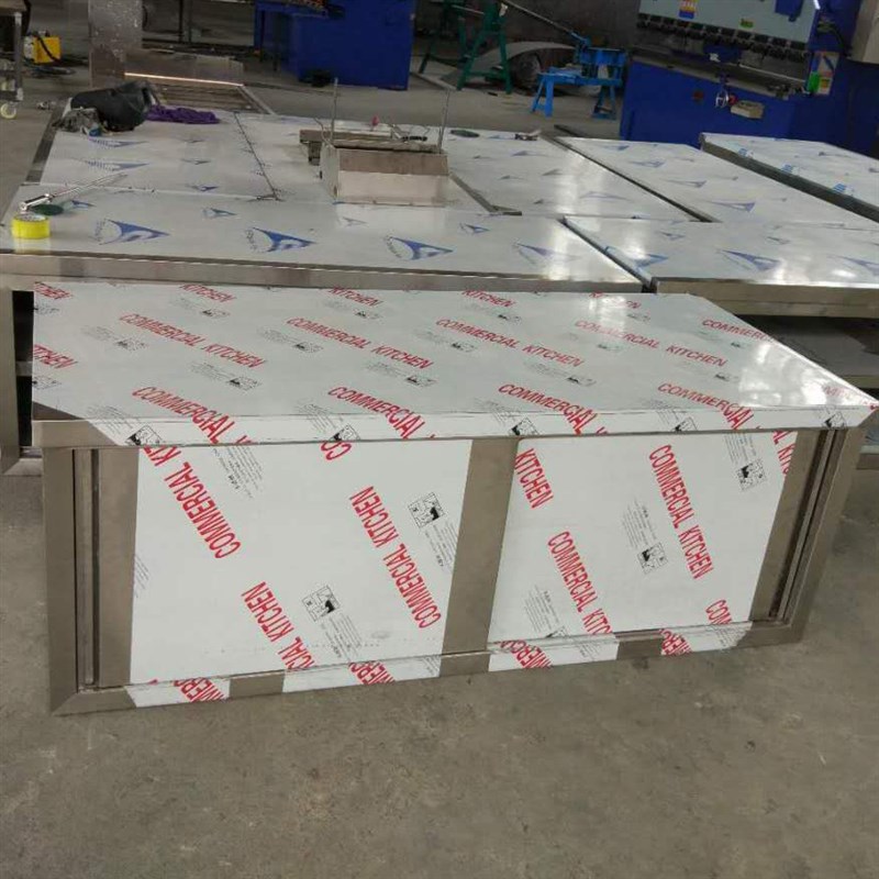 不锈钢工作台厨房操作台面商用打包打荷台家用带拉门切菜桌子