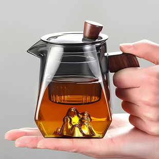 玻璃观山泡茶壶家用大容量茶水分离煮茶器高硼硅透明玻璃泡茶壶