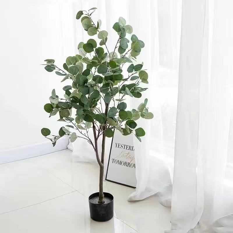 尤加利树仿真北欧植厂家直销仿真款绿假绿盆栽植金钱树落地树盆栽