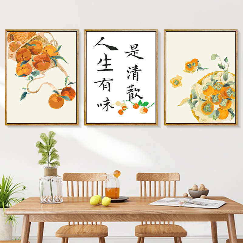 数字油画diy新中式客厅装饰画纯手工油画填色手绘丙烯填充油彩画图片