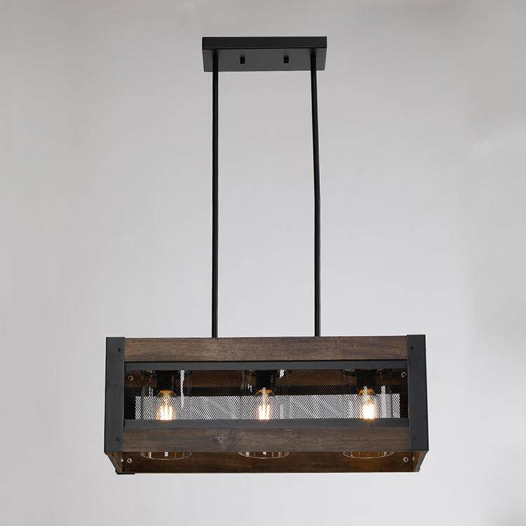 美式长方形仿古工业风吊灯 咖啡厅餐厅酒吧吊灯 创意个性设计木艺