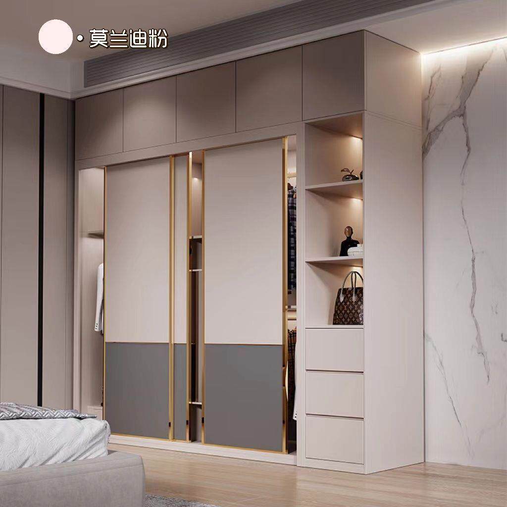 轻奢推拉门衣柜简约现代用卧室衣帽间体10074894转家角梳台一成套