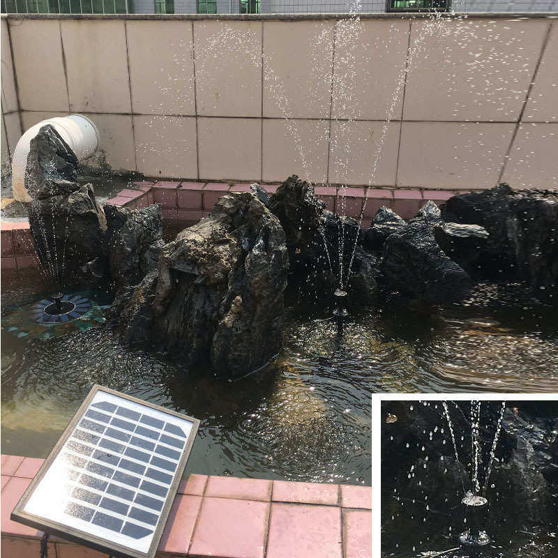 2.8W太阳能喷泉水泵带充电LED灯花园水池景观鱼池增氧循环热销