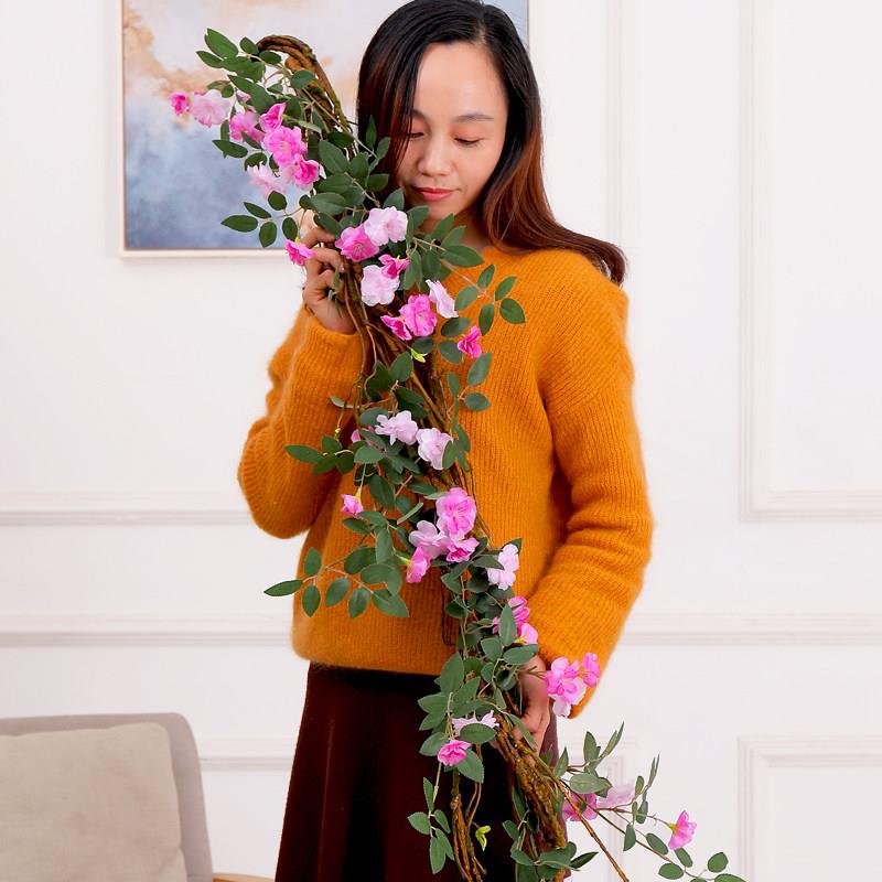彷真花藤空调管遮挡美观管道装饰塑料藤蔓串花缠绕假花藤条紫藤花