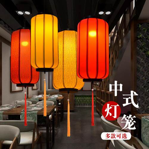 新中式户外防水羊皮布艺吊灯火锅店婚礼茶楼风景区广告定制冬瓜灯
