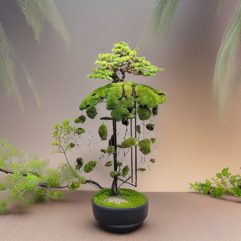 空间设计室内装饰楼梯下创意悬挂造景漂浮枯树枝仿真植物软装搭配