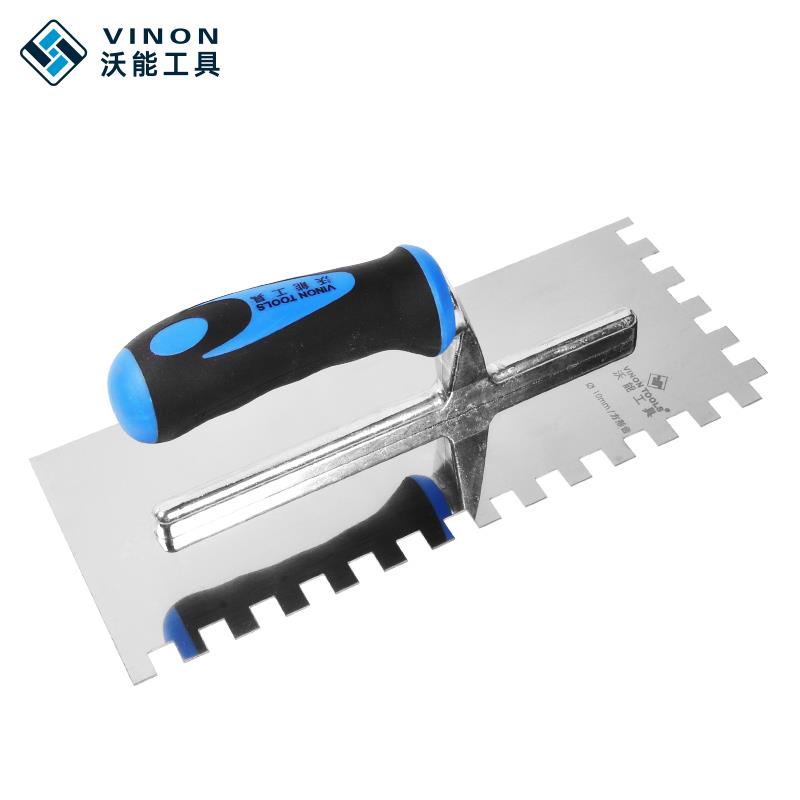 高档沃能工具锈钢齿形刮形板抹泥刀大薄贴齿板刀异虎齿抹子不贴砖