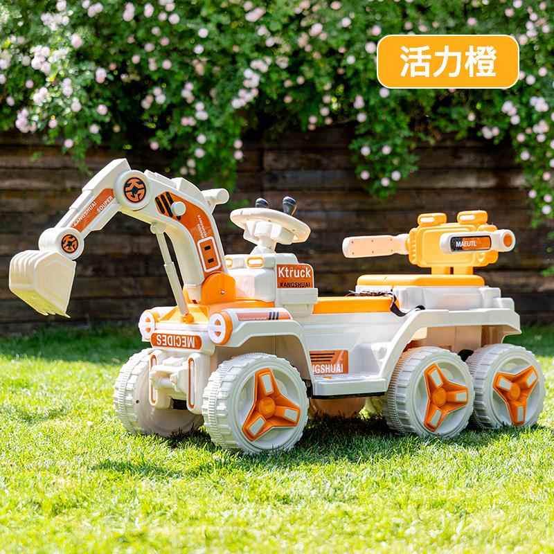 正品儿控挖掘机六轮童玩具车可坐人玩具女男孩遥电动坐挖土机可工