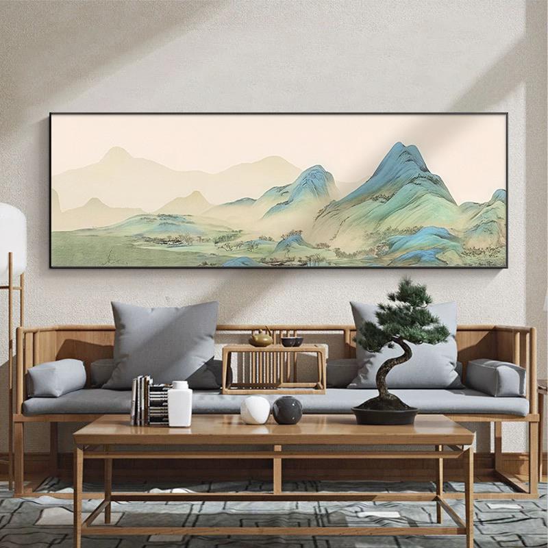 2026年新款千里江山图客厅装饰画挂画沙发背景画适合大白墙的壁画