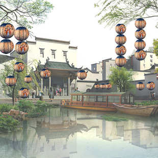 饰品挂件活动氛围布置圆形店铺中秋节灯笼挂饰中国风灯笼场景纸 装