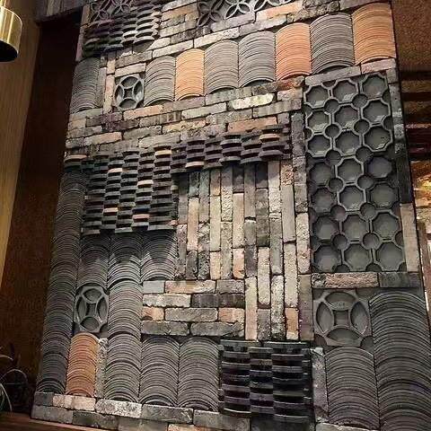 中式青砖文化砖背景墙餐厅墙仿古瓷砖复古茶室乡村别墅瓦新中式
