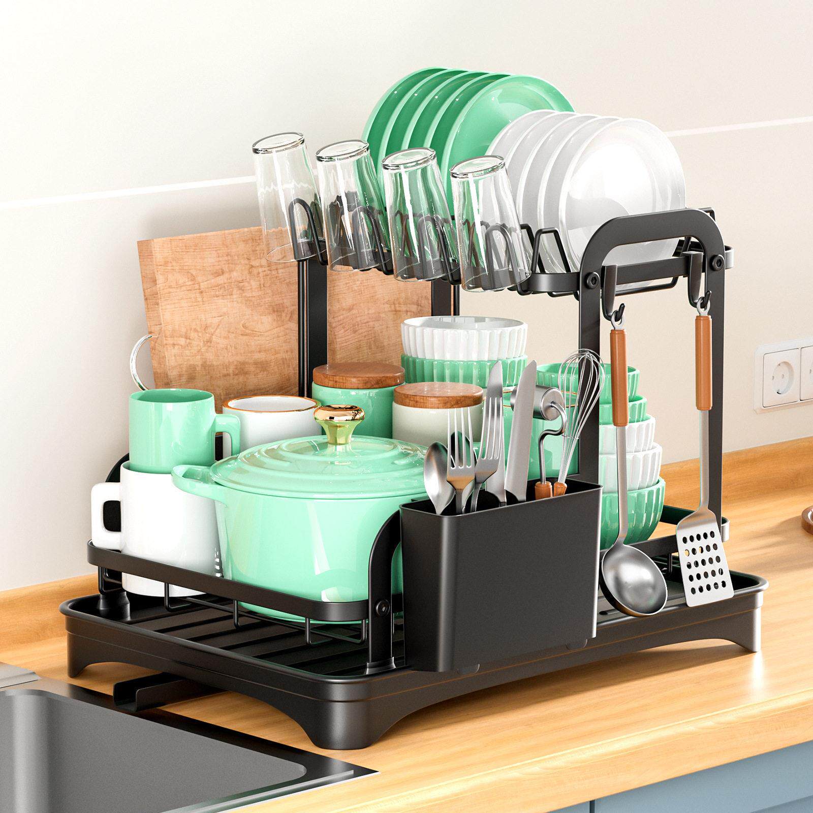 Drain bowl rack kitchen standing double-layer厨房双层碗架