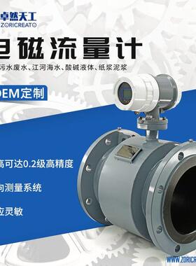 智能电磁流量计污水水流量传感器电磁流量计不锈钢管段式E+H同款
