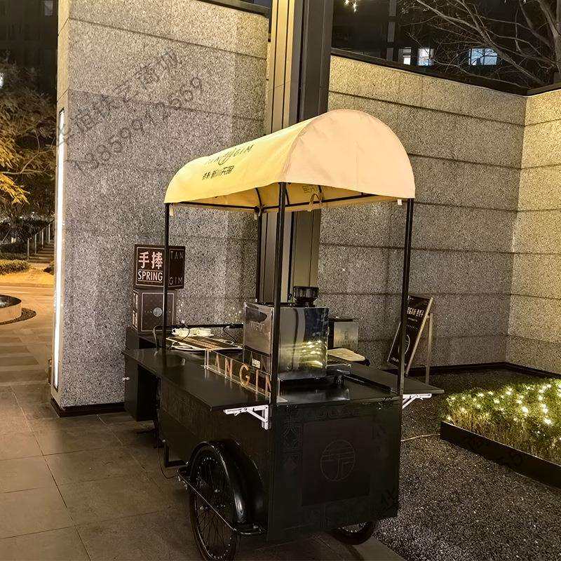 网红三轮摆摊车夜市小吃餐车移动售卖车户外集市流动摊位促销花车