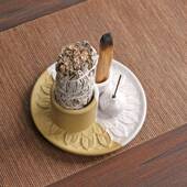 家居装 holder 饰秘鲁圣木燃烧盘托盘圣木燃烧器鼠尾草 santo Palo