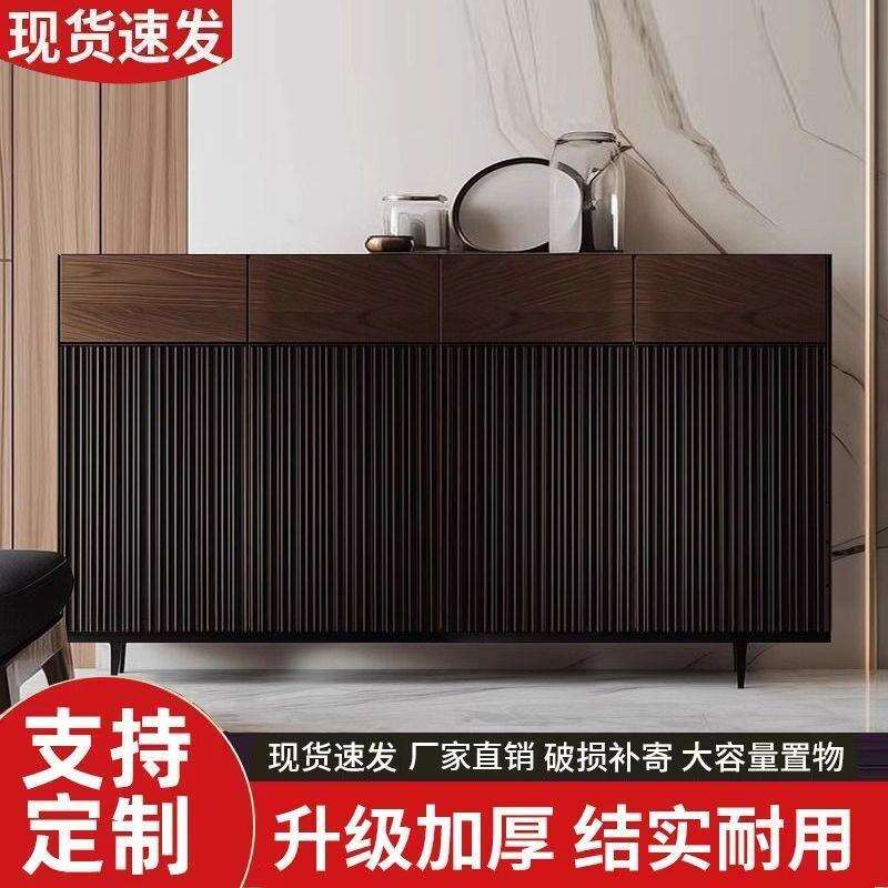 意式餐边柜台家用玄关柜新款高端复古储物柜靠墙一体边柜简约现代