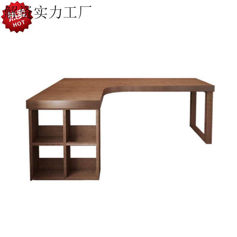实木转角书桌书架书柜组合卧室家用写字台角落拐角办公桌电脑