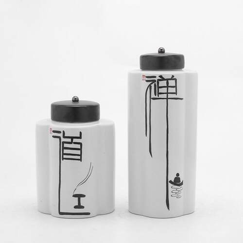 新中式VGN古典禅意陶瓷物罐摆件板室房样电视柜书房玄关茶软装饰