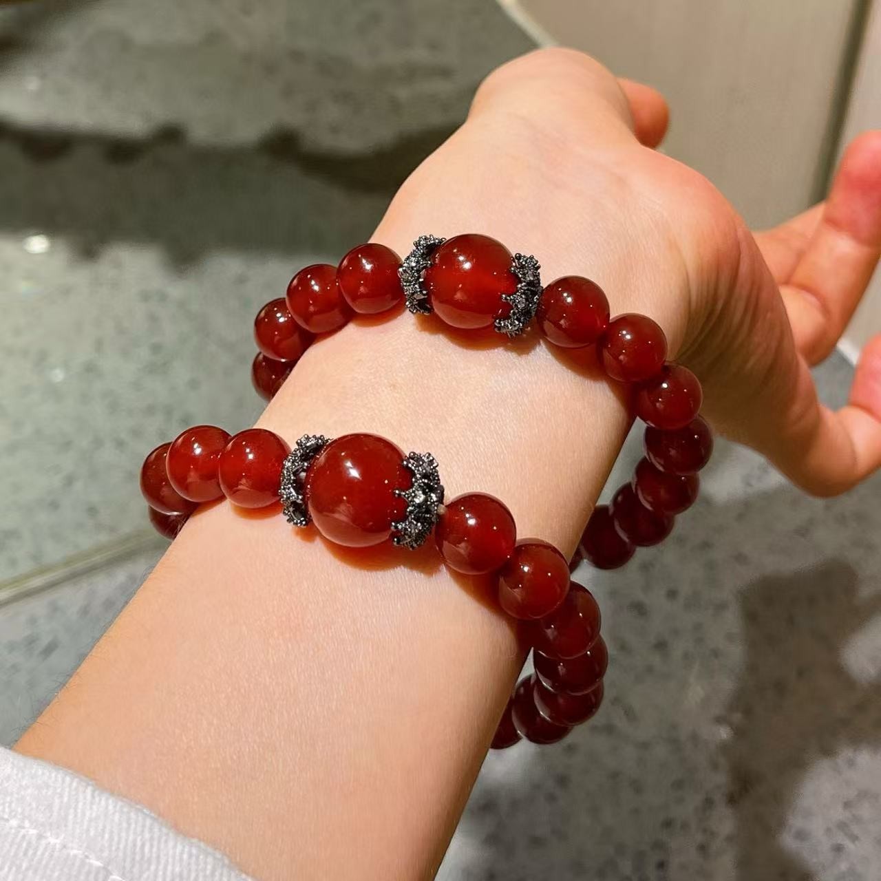 2026【鸿运当头】天然红玛瑙手串小众设计感手链手串女式复古手链